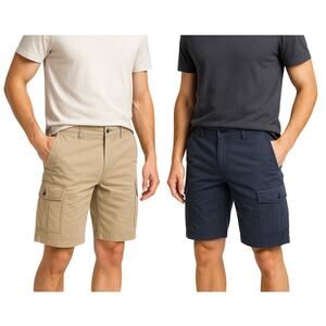 Wear First Men’s Cargo Shorts Lot  Size 34  Khaki & Gray Cotton Blend